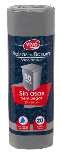 BOLSA BASURA SELEX 20U 55X60 GRIS 30L.